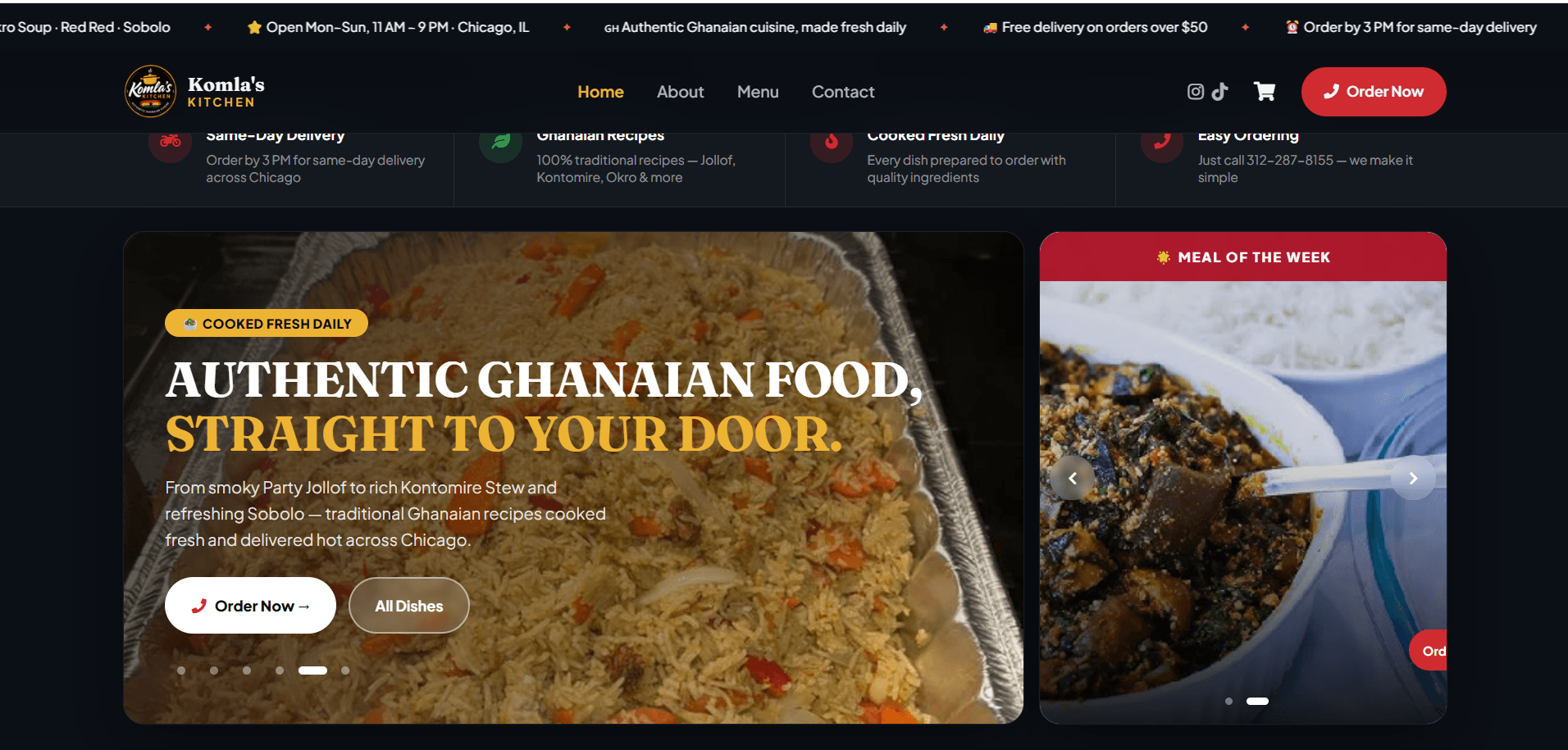 Screenshot of Komla's Kitchen